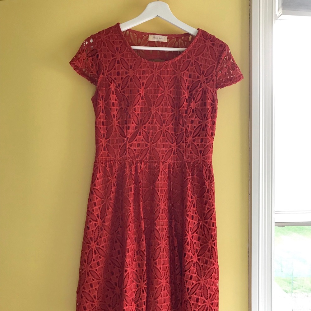 Altar’d State Rich Red-Orange Lace Dress